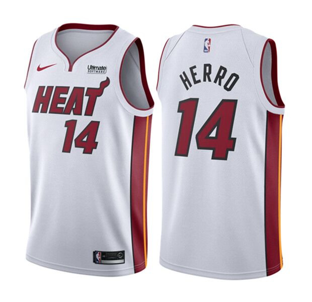 Men's Miami Heat #14 Tyler Herro White NBA Association Edition Swingman Stitched Jersey Men's Miami Heat #14 Tyler Herro White NBA Association Edition Swingman Stitched Jersey